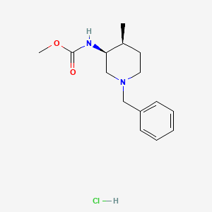 molecular formula C15H22N2O2 B1466626 cis-N-Benzyl-3-methoxycarbonylamino-4-methylpiperidine Hydrochloride CAS No. 694495-65-3