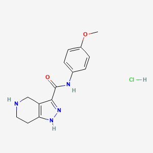 molecular formula C14H17ClN4O2 B1466631 N-(4-Methoxyphenyl)-4,5,6,7-tetrahydro-1H-pyrazolo[4,3-c]pyridine-3-carboxamide hydrochloride CAS No. 1220020-57-4