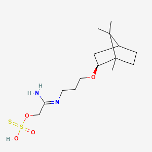 molecular formula C15H28N2O4S2 B14666325 S-((N-(3-(2-Bornyloxy)propyl)amidino)methyl) hydrogen thiosulfate CAS No. 40283-84-9