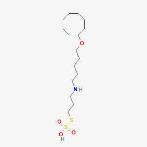 molecular formula C16H33NO4S2 B14666486 s-(3-{[5-(Cyclooctyloxy)pentyl]amino}propyl) hydrogen sulfurothioate CAS No. 38914-42-0