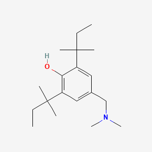 molecular formula C19H33NO B14666556 Phenol, 4-[(dimethylamino)methyl]-2,6-bis(1,1-dimethylpropyl)- CAS No. 38069-47-5