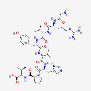 molecular formula C45H71N13O10 B14666751 Angiotensin II, sar(1)-val(5)-ile(8)- CAS No. 51274-63-6