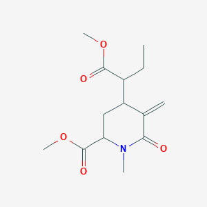 molecular formula C14H21NO5 B14666762 Methyl 4-(1-methoxy-1-oxobutan-2-yl)-1-methyl-5-methylidene-6-oxopiperidine-2-carboxylate CAS No. 43083-75-6