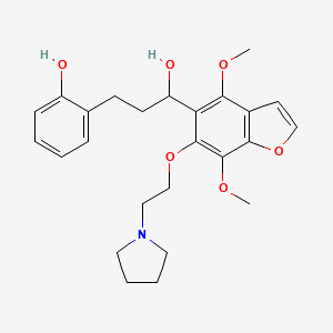 molecular formula C25H31NO6 B14666828 5-Benzofuranmethanol, 4,7-dimethoxy-alpha-(2-(2-hydroxyphenyl)ethyl)-6-(2-(1-pyrrolidinyl)ethoxy)- CAS No. 40680-98-6