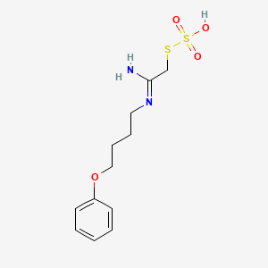molecular formula C12H18N2O4S2 B14666861 Methanethiol, N-(4-phenoxybutyl)amidino-, hydrogen thiosulfate CAS No. 40283-90-7