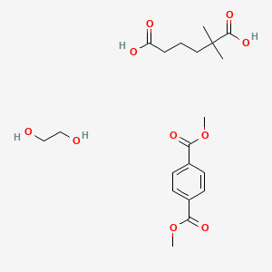 molecular formula C20H30O10 B14667030 Dimethyl benzene-1,4-dicarboxylate;2,2-dimethylhexanedioic acid;ethane-1,2-diol CAS No. 42342-18-7