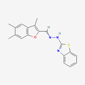 molecular formula C19H17N3OS B14667377 N-[(3,5,6-Trimethylbenzofuran-2-YL)methylideneamino]benzothiazol-2-amine CAS No. 40763-21-1