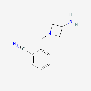 molecular formula C11H13N3 B1466748 2-[(3-Aminoazetidin-1-yl)methyl]benzonitrile CAS No. 1491592-49-4