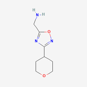 molecular formula C8H13N3O2 B1466760 [3-(Oxan-4-yl)-1,2,4-oxadiazol-5-yl]methanamine CAS No. 1485578-19-5
