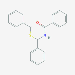 molecular formula C21H19NOS B14668036 Benzamide, N-[phenyl[(phenylmethyl)thio]methyl]- CAS No. 51643-94-8