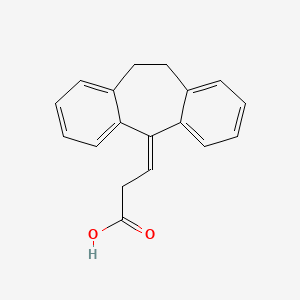 molecular formula C18H16O2 B14668053 Propanoic acid, 3-(10,11-dihydro-5H-dibenzo(a,d)cyclohepten-5-ylidene)- CAS No. 40443-03-6