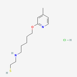 molecular formula C13H23ClN2OS B14668440 Ethanethiol, 2-(5-(4-methyl-2-pyridyloxy)pentyl)amino-, hydrochloride CAS No. 41287-58-5