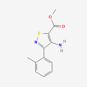 molecular formula C12H12N2O2S B1466894 Methyl 4-amino-3-(2-methylphenyl)-1,2-thiazole-5-carboxylate CAS No. 1463500-53-9