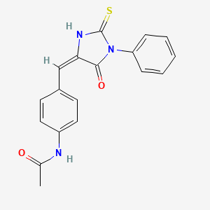 molecular formula C18H15N3O2S B14669010 N-(3-((5-Oxo-1-phenyl-2-thioxo-4-imidazolidinylidene)methyl)phenyl)acetamide CAS No. 41534-94-5
