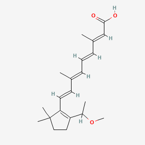 molecular formula C21H30O3 B14669628 all-trans-9-(2-(1-Methoxyethyl)-5,5-dimethyl-1-cyclopenten-1-yl)-3,7-dimethyl-2,4,6,8-nonatetraenoic acid CAS No. 50890-38-5