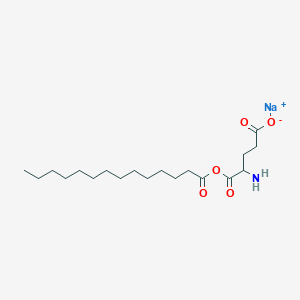 molecular formula C19H34NNaO5 B14669633 Sodium;4-amino-5-oxo-5-tetradecanoyloxypentanoate CAS No. 38754-83-5