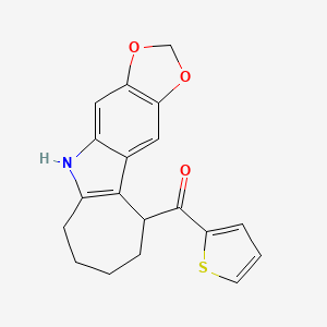 molecular formula C19H17NO3S B14669636 CYCLOHEPTA(b)-1,3-DIOXOLO(4,5-f)INDOLE, 5,6,7,8,9,10-HEXAHYDRO-5-(2-THENOYL)- CAS No. 50332-38-2