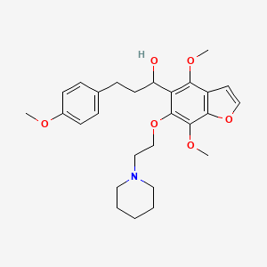molecular formula C27H35NO6 B14669710 5-Benzofuranmethanol, 4,7-dimethoxy-alpha-(2-(4-methoxyphenyl)ethyl)-6-(2-(1-piperidinyl)ethoxy)- CAS No. 40680-70-4