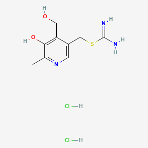 molecular formula C9H15Cl2N3O2S B14669962 Pseudourea, 2-((5-hydroxy-4-(hydroxymethyl)-6-methyl-3-pyridyl)methyl)-2-thio-, dihydrochloride CAS No. 40701-84-6