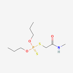 molecular formula C9H20NO3PS2 B14670108 Phosphorodithioic acid, O,O-dipropyl S-(2-(methylamino)-2-oxoethyl) ester CAS No. 37744-84-6