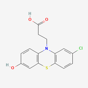 molecular formula C15H12ClNO3S B14670205 Propionic acid, 3-(2-chloro-7-hydroxy-10-phenothiazinyl)- CAS No. 40845-26-9