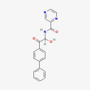 molecular formula C19H15N3O3 B14670353 N-(2-(1,1'-Biphenyl)-4-yl-1-hydroxy-2-oxoethyl)pyrazinecarboxamide CAS No. 42069-33-0
