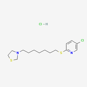 molecular formula C15H24Cl2N2S2 B14670366 Thiazolidine, 3-(7-(5-chloro-2-pyridyl)thioheptyl)-, hydrochloride CAS No. 40771-37-7
