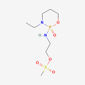 molecular formula C8H19N2O5PS B14670454 Ethanol, 2-((3-ethyltetrahydro-2H-1,3,2-oxazaphosphorin-2-yl)amino)-, methanesulfonate (ester), p-oxide CAS No. 37752-40-2
