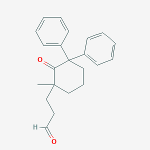 molecular formula C22H24O2 B14670493 Cyclohexanepropanal,1-methyl-2-oxo-3,3-diphenyl- CAS No. 50592-56-8