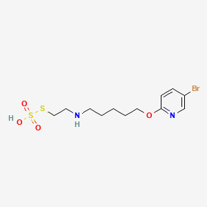 molecular formula C12H19BrN2O4S2 B14670659 Ethanethiol, 2-(5-(5-bromo-2-pyridyloxy)pentyl)amino-, hydrogen sulfate (ester) CAS No. 41287-04-1