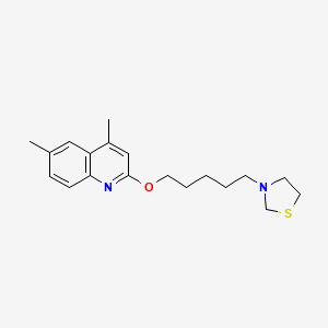 molecular formula C19H26N2OS B14670756 Thiazolidine, 3-(5-(4,6-dimethyl-2-quinolinyloxy)pentyl)- CAS No. 41288-24-8