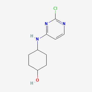 molecular formula C10H14ClN3O B1467098 (1r,4r)-4-((2-Chloropyrimidin-4-yl)amino)cyclohexanol CAS No. 1248118-63-9