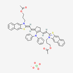 molecular formula C53H48ClN3O8S2 B14671214 3-[(2Z)-2-[(2E)-2-[3-[(E)-2-[3-(3-acetyloxypropyl)benzo[f][1,3]benzothiazol-3-ium-2-yl]ethenyl]-2-(N-phenylanilino)cyclopent-2-en-1-ylidene]ethylidene]benzo[f][1,3]benzothiazol-3-yl]propyl acetate;perchlorate CAS No. 51010-97-0