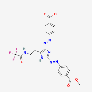 molecular formula C23H20F3N7O5 B14671229 Methyl 4-[2-(4-{(E)-[4-(methoxycarbonyl)phenyl]diazenyl}-5-[2-(2,2,2-trifluoroacetamido)ethyl]-2H-imidazol-2-ylidene)hydrazinyl]benzoate CAS No. 50540-56-2
