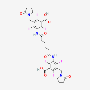 molecular formula C30H28I6N4O8 B14671293 Benzoic acid, 3,3'-(adipoyldiimino)bis(5-((2-oxo-1-pyrrolidinyl)methyl)-2,4,6-triiodo- CAS No. 51134-92-0