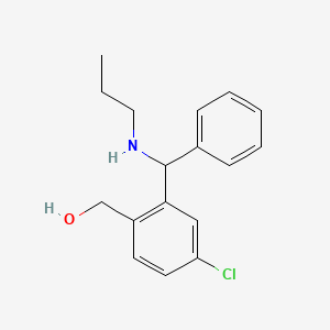 molecular formula C17H20ClNO B14671379 Benzenemethanol, 4-chloro-2-[phenyl(propylamino)methyl]- CAS No. 51448-91-0