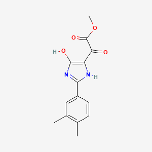 molecular formula C14H14N2O4 B14671390 Methyl 2-(3,4-dimethylphenyl)-5-hydroxy-alpha-oxo-1H-imidazole-4-acetate CAS No. 40312-28-5