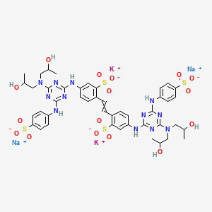 molecular formula C44H48K2N12Na2O16S4 B14671448 Benzenesulfonic acid, 2,2'-(1,2-ethenediyl)bis[5-[[4-[bis(2-hydroxypropyl)amino]-6-[(4-sulfophenyl)amino]-1,3,5-triazin-2-yl]amino]-, dipotassium disodium salt CAS No. 49831-05-2