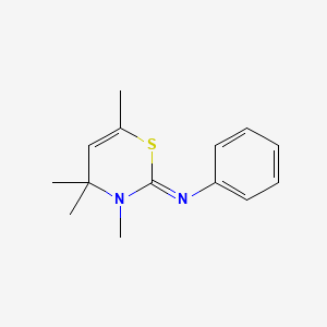 molecular formula C14H18N2S B14671470 3,4,4,6-Tetramethyl-2-phenylimino-2,3-dihydro-4H-1,3-thiazine CAS No. 38163-54-1