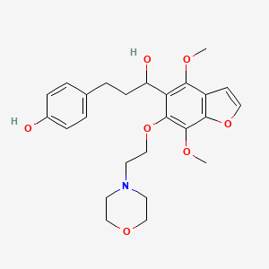 molecular formula C25H31NO7 B14671577 5-Benzofuranmethanol, 4,7-dimethoxy-alpha-(2-(4-hydroxyphenyl)ethyl)-6-(2-(4-morpholinyl)ethoxy)- CAS No. 40681-03-6