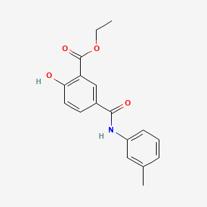 molecular formula C17H17NO4 B14671713 Benzoic acid, 2-hydroxy-5-(((3-methylphenyl)amino)carbonyl)-, ethyl ester CAS No. 38507-89-0