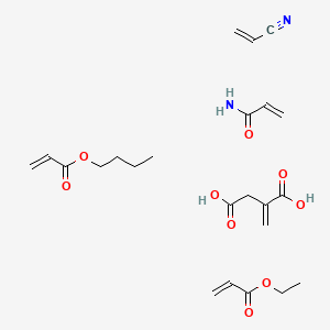 molecular formula C23H34N2O9 B14671760 Butyl prop-2-enoate;ethyl prop-2-enoate;2-methylidenebutanedioic acid;prop-2-enamide;prop-2-enenitrile CAS No. 51329-93-2