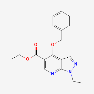 molecular formula C18H19N3O3 B14671870 Ethyl 4-(benzyloxy)-1-ethyl-1H-pyrazolo[3,4-b]pyridine-5-carboxylate CAS No. 37801-68-6