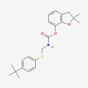 molecular formula C22H27NO3S B14672028 Carbamic acid, ((p-tert-butylphenyl)thio)methyl-, 2,3-dihydro-2,2-dimethyl-7-benzofuranyl ester CAS No. 50539-70-3