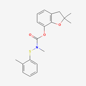 molecular formula C19H21NO3S B14672099 Carbamic acid, methyl((2-methylphenyl)thio)-, 2,3-dihydro-2,2-dimethyl-7-benzofuranyl ester CAS No. 50722-74-2