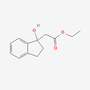 molecular formula C13H16O3 B1467213 ethyl 2-(1-hydroxy-2,3-dihydro-1H-inden-1-yl)acetate CAS No. 1620-02-6