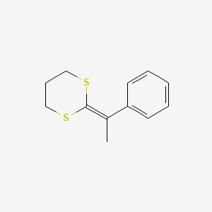 molecular formula C12H14S2 B14672152 2-(1-Phenylethylidene)-1,3-dithiane CAS No. 36998-39-7