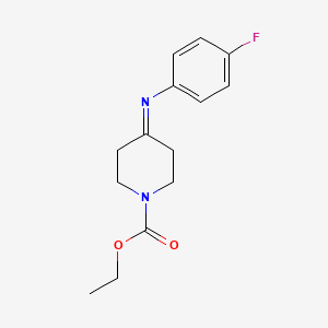 molecular formula C14H17FN2O2 B14672186 Ethyl 4-[(4-fluorophenyl)imino]piperidine-1-carboxylate CAS No. 37656-46-5