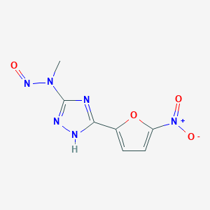 molecular formula C7H6N6O4 B14672369 s-Triazole, 5-(N-methyl-N-nitroso)amino-3-(5-nitro-2-furyl)- CAS No. 41735-28-8