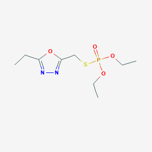 molecular formula C9H17N2O4PS B14672393 Phosphorothioic acid, O,O-diethyl S-((5-ethyl-1,3,4-oxadiazol-2-yl)methyl) ester CAS No. 37934-14-8